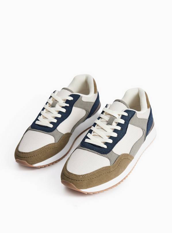 Cream Contrast Panel Jogger Trainers 12